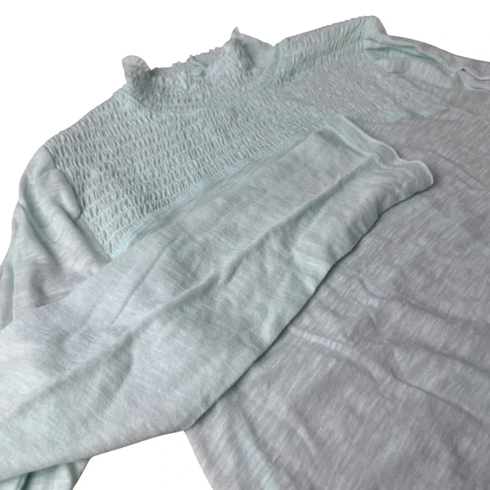 We The Free‎ Mock Neck Womens Smoked Henley Size Lg Bohemian Lightweight Casual